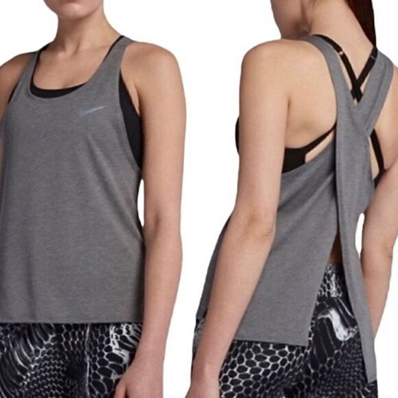 Nike Dri-Fit Running Gray Milner Top Size M - Picture 3 of 8